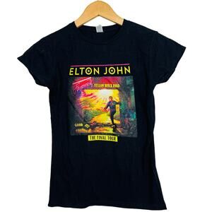 Elton John Final Tour Merch Baby Doll Tee Graphic Black - S